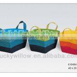 Cheap Colored Rectangle Straw Storage Basket With Liner and Handle thumbnail-1
