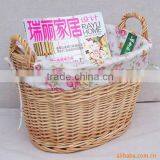 Exquisite Lined Wicker Stoage Basket With Ear Handles thumbnail-1