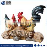 Impressive Resin Rooster Hen Welcome Sign Garden Statues thumbnail-1