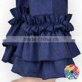Navy Blue Elastic Denim Jeans Pants Kids To China Wholesale Girls Ruffle Pants thumbnail-5