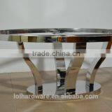 Stainless Steel Base Round Dining Table With Marble Top thumbnail-6