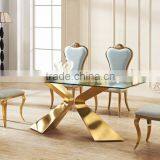 DT25 Modern Golden Color Luxury Round Marble Dining Table thumbnail-1