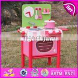 2017 New Design Mini Pink Wooden Girls Play Kitchen W10C269 thumbnail-1