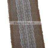 3''*3Y Natural Burlap Ribbon With Lace on Spool thumbnail-3