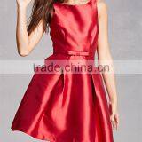 New Cheap Fashion Round Neck Sleeveless On-seam Pockets Pleated Taffeta Dress thumbnail-3
