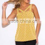 Trendy Woman Yellow Chevron Print Cut Out Party Bulk Tank Top thumbnail-3