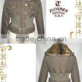 Ladies Woven Winter Padded Relaxation Jackets With Fur Collar thumbnail-1
