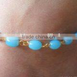 OEM Turquoise Beads Anklet With Toe Rings Unique Oval Beads Anklet 2016 Beads Foot Chain for Sister Friendship thumbnail-6
