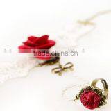 National Bowknot Ring Jewelry Set Handmade White Lace Girls Rose Bracelet Sets thumbnail-4