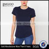 MGOO OEM Service Woman Curved Hem T Shirt Short Sleeve Plain Round Neck T Shirts Wholesale China thumbnail-1