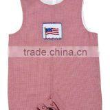 Baby Boy Red Micro Check Gingham Smocked American Flags Shortall thumbnail-1