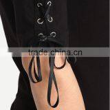 OEM Lady Blank T-shirt Women Tie up Sleeve t Shirt With Wholesale Price China thumbnail-4