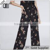 Chic Ropa Mujer Floral Wide Legs Shape Print Black Dressy Pants Outfits thumbnail-1