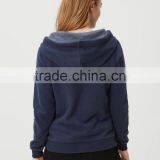 2016 Winter Wholesale Women 100% Cotton Plain Zip Hoodie Free Sample thumbnail-4