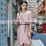 Dresses 2017 Summer Style Sweet One off Shoulder Pleated Elegant Wedding Favors Chiffon Dress thumbnail-2