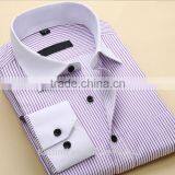 China Shirt Factory Competitive Price Oem Fashionable Perfect Quality Stripe Pattern Men's Dress Shirt With Long Sleeve thumbnail-1
