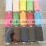 15pcs in clear box paper tube polyester sewing thread