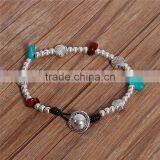 Hand Made Beaded Bracelets Antique Silver Coffee Shell Round Woman Bracelet thumbnail-1