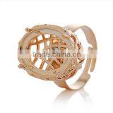 Copper Rings Adjustable Oval Rose Gold Cabochon Setting Hollow Pattern 17.9mm Ring Setting thumbnail-1
