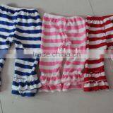 Chirden's Spring Autumn Casual Ruffled Striped Pants Floral Cotton Soft Two Layers Legging Pants thumbnail-1