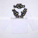 Custom Fall High Quality Ruffle Raglan T-shirt Baby Girls Wholesales With Headband