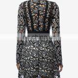 Top Sale Black and White Long Lace Sleeve Short Cloth Jumpsuit for Spring thumbnail-2