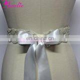 Long Rhinestone Trimming and Beads Sewed Wedding Bride Sash for Wedding Dress thumbnail-4