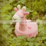 Yarncrafts Stuffed Animal Handmade Yellow Giraffe Crocheted Kids Wooden Step Stool thumbnail-3