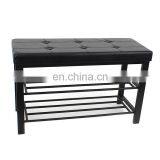 Customized Black PVC Leather Luxury Shoe Rack Rectangle Long Double Size Beach With Metal Frame thumbnail-4