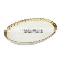 Oval Shape White & Gold Edge Bowl thumbnail-1