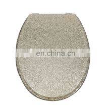 Polyresin Glitter Zinc Alloy Hinge Round Toilet Seat Polyresin Toilet Seat Toilet Glittery