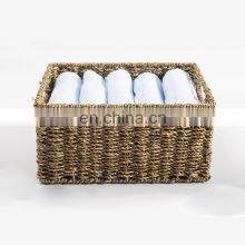 Wholesale Rectangle Woven Rattan Seagrass Basket Hand-Woven Storage Baskets for Bedroom and Bathroom thumbnail-2