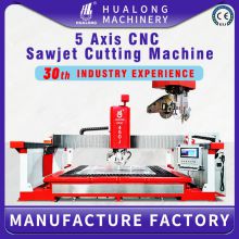 Hualong HKNC-450J multifunctional Italian CNC software bridge saw cut and jet 5 Axis SawJet stone cutting machine for countertop