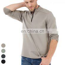 Quick Dry Fitness Running Tops Custom Blank High Quality Tshirt Long Sleeve Half Zip Stand Collar Shirts Men T Shirt thumbnail-1