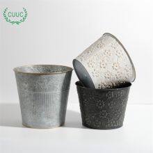 CUUC Embossed Christmas Tin Bucket Flower Pot for Home Decoration thumbnail-4
