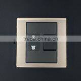 New style two pin socket with switch with aluminum frame