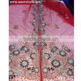 Red Stone Work Fabric for Bridal Motifs (NEX-038)