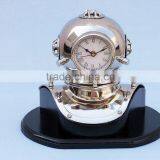 Brass Helmet, Silver Helmet Clock, Decorative Nautical Helmet thumbnail-1
