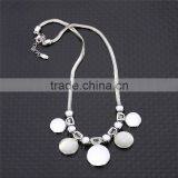 Elegant Real White Gold Plated Semiround Simulated Pearl and Opal Real Snake Chain Necklace & Pendant for Women Girls Jewelry thumbnail-6