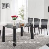 L856 Cheap Price Trendy 6 -Seater Black Glass Dining Table
