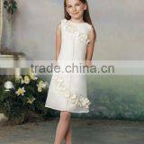 Sleeveless Center Front Seam Organza Trim Bodic Flower Girls Dress Patterns Free(FLMO-3089)