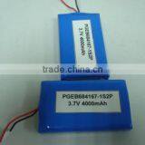 GEB684167-1S2P 3.7V4000mah rechargeable digital camera li-po battery