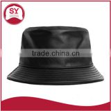 designer wholesale black leather blank bucket hat