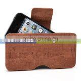 Wooden Pattern PU Smartphone Pouch Fit for 4-5 " Cell Phones