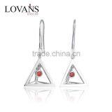 2016 New Trending Designs Bezel Setting Red And Blue Cz Dangle Earing thumbnail-1