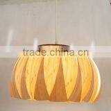 Modern Furniture Round Nature Wood Veneer Shade Pendant Lamp/Light thumbnail-2