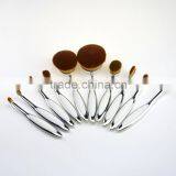 10pcs Silver White Private Label Cosmetics Oval Makeup Brush Maquiagem thumbnail-3