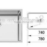 POATS PS-699 Stainless Steel Sink Inner Size: 780X450X220mm thumbnail-1