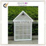 White Iron House Shaped Garden Mirror thumbnail-1