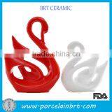 Modern Ceramic Red and White Couples Swan Wedding Gift thumbnail-1